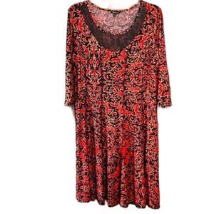 NWT Sami & Jo Plus Red Floral Paisley Midi Dress Women's Size 3X